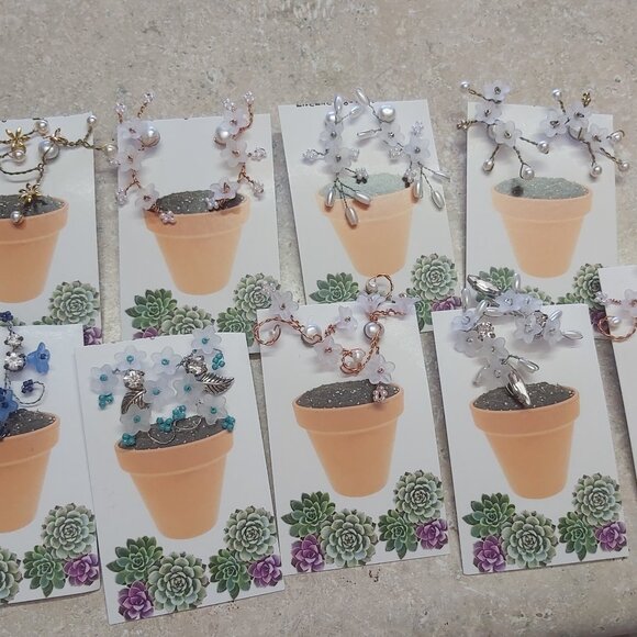 Reseller or Gift lot  9 pairs of  handmade beaded earrings post w/ wrap LOT3 - Picture 1 of 4